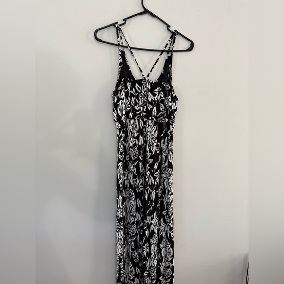 The Loft Floral Sundress Maxi Dress Tank Sleeveless White Black Blue Size XS - Picture 7 of 11